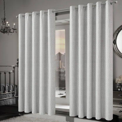 Paris Eyelet Jacquard Curtains Natural Geometric Pattern Thermal Insulated Light Blocking for Bedroom Lounge by OLIVIA ROCCO