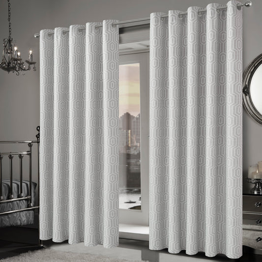 Paris Eyelet Jacquard Curtains Natural Geometric Pattern Thermal Insulated Light Blocking for Bedroom Lounge by OLIVIA ROCCO