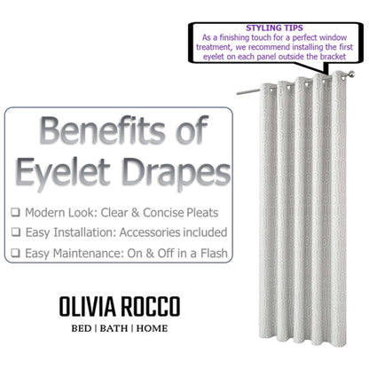 Paris Eyelet Jacquard Curtains Natural Geometric Pattern Thermal Insulated Light Blocking for Bedroom Lounge by OLIVIA ROCCO