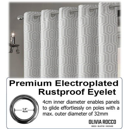 Paris Eyelet Jacquard Curtains Natural Geometric Pattern Thermal Insulated Light Blocking for Bedroom Lounge by OLIVIA ROCCO