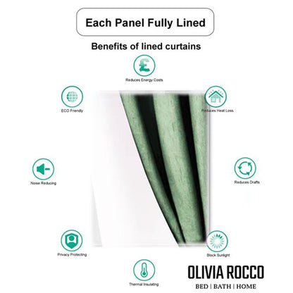 Paris Eyelet Jacquard Curtains Sage Green Geometric Pattern Thermal Insulated Light Blocking for Bedroom Lounge by OLIVIA ROCCO