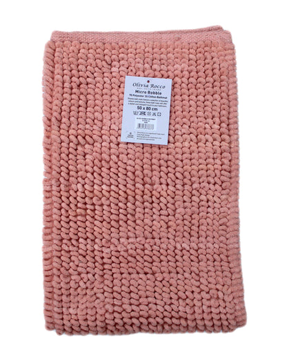 Pebbles Micro Bobble Eco-Friendly Pure Indian Cotton Hand-Woven Bath Mat with Knitted Design for Comfort and Durability by OLIVIA ROCCO
