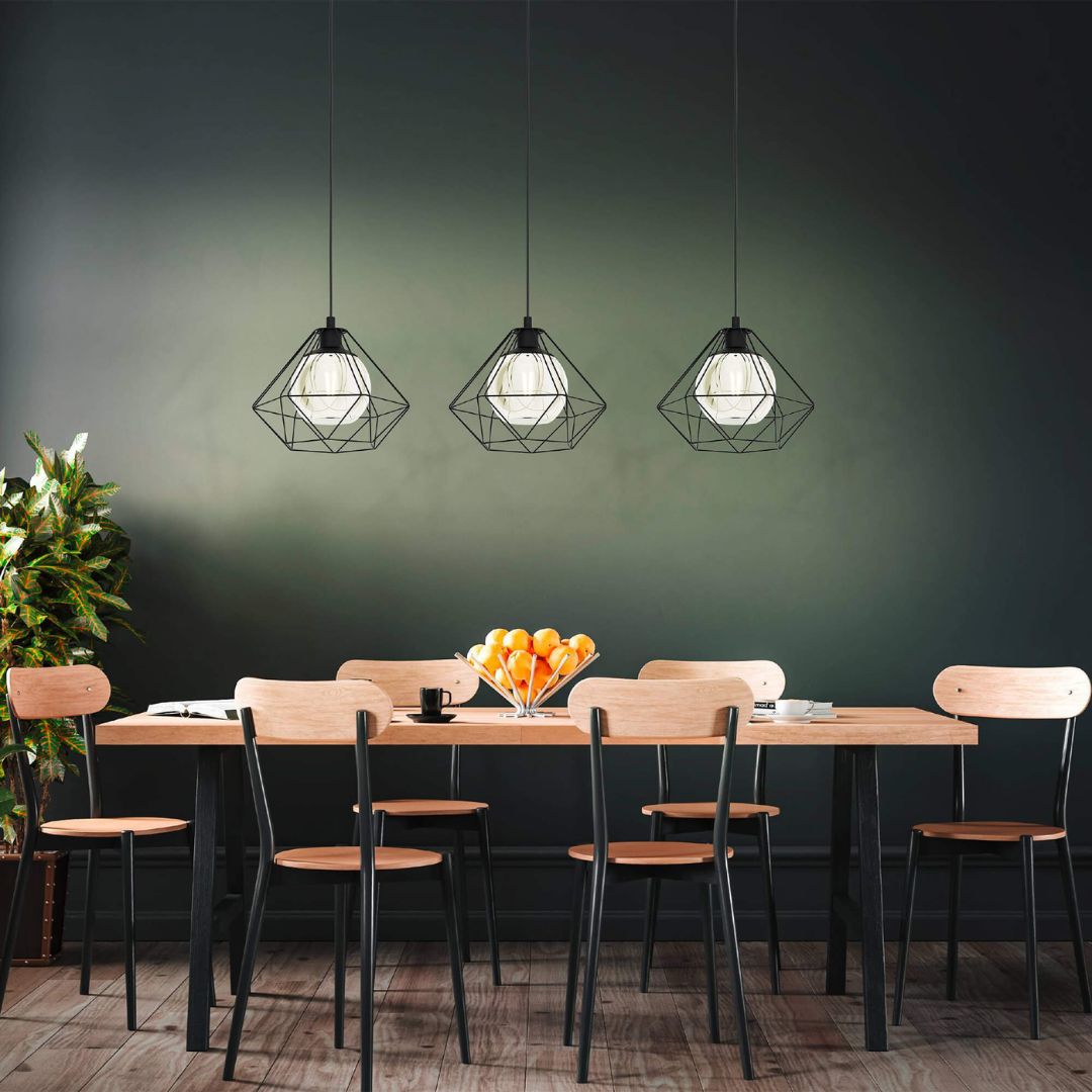 Pagazzi Vernham 3 Light Pendant Bar Black & Smoked Glass 114.5 cm