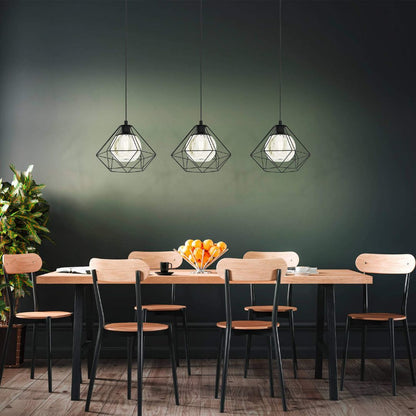 Pagazzi Vernham 3 Light Pendant Bar Black & Smoked Glass 114.5 cm