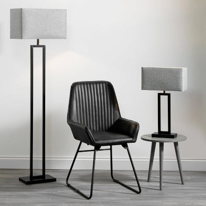 Pagazzi Walsten Floor Lamp Matt Black with Grey Rectangular Shade 154 cm