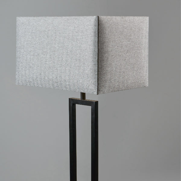 Pagazzi Walsten Floor Lamp Matt Black with Grey Rectangular Shade 154 cm