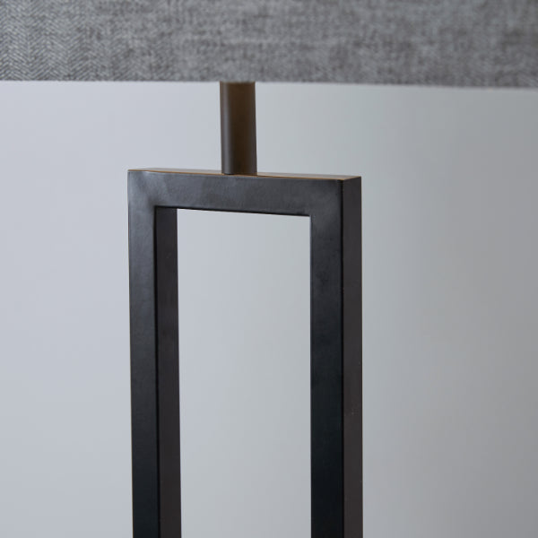 Pagazzi Walsten Floor Lamp Matt Black with Grey Rectangular Shade 154 cm