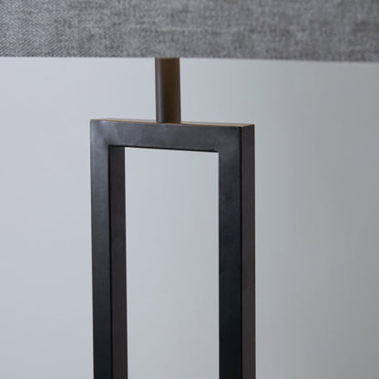 Pagazzi Walsten Floor Lamp Matt Black with Grey Rectangular Shade 154 cm