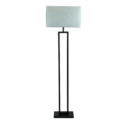 Pagazzi Walsten Floor Lamp Matt Black with Grey Rectangular Shade 154 cm
