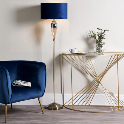 Pagazzi Elena Floor Lamp Ombré Blue Glass and Brass 157 cm