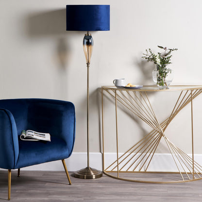 Pagazzi Elena Floor Lamp Ombré Blue Glass and Brass 157 cm