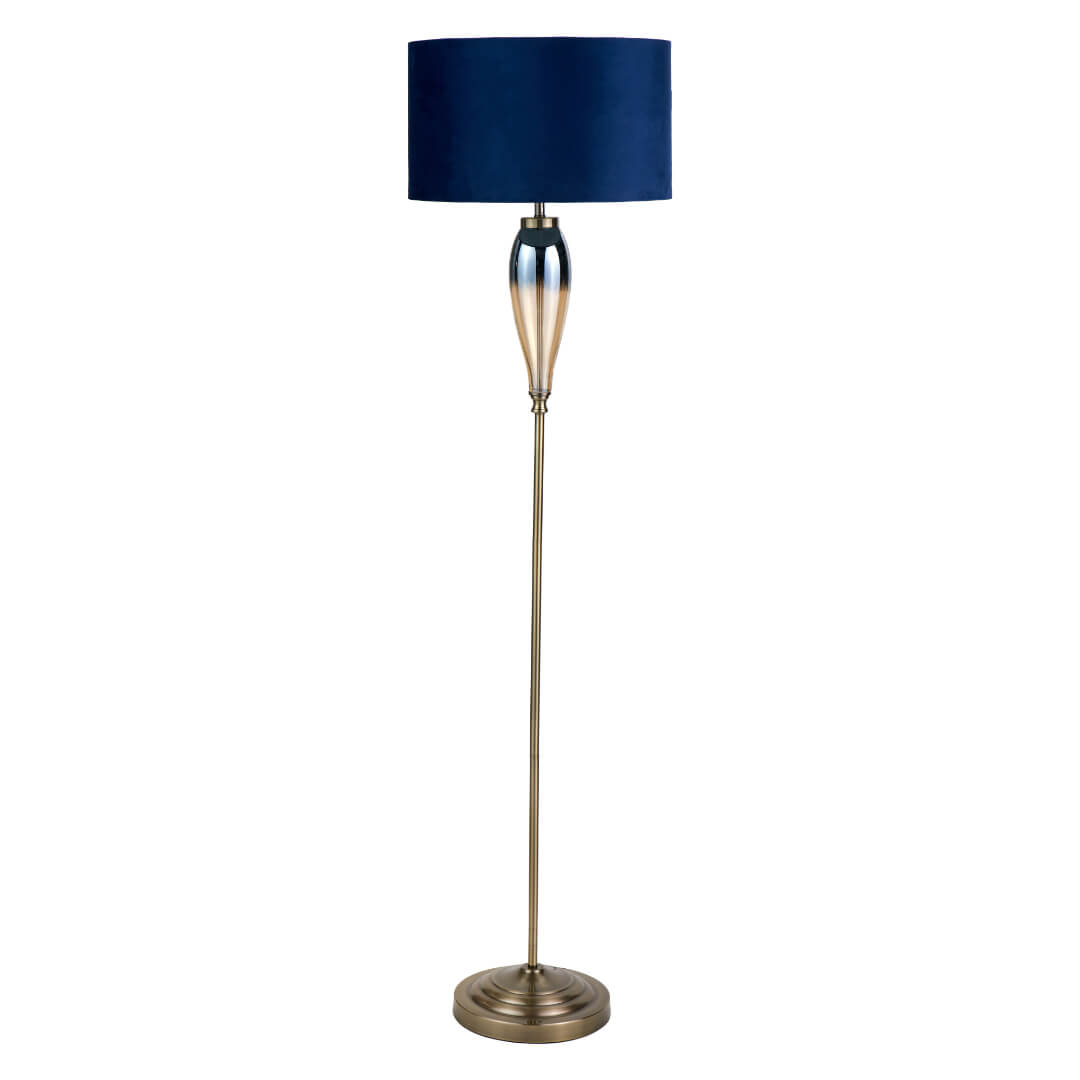 Pagazzi Elena Floor Lamp Ombré Blue Glass and Brass 157 cm