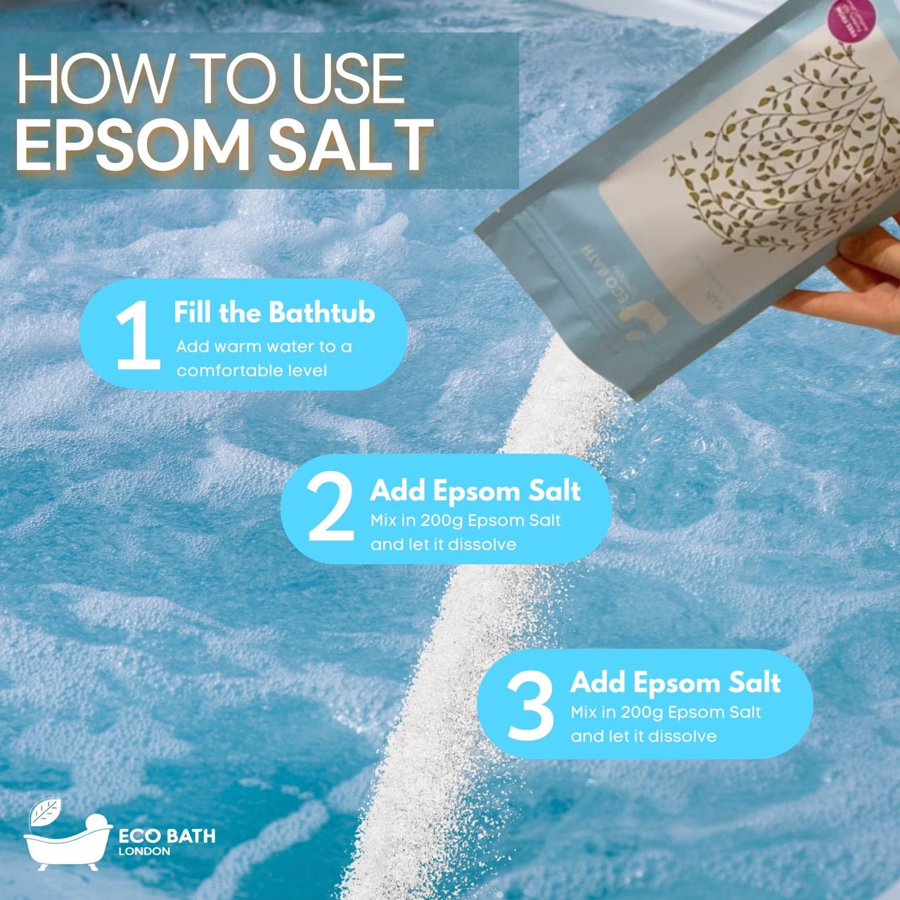 Eco Bath London Plain Epsom Salt Bath Soak - Pouch | 500g & 1000g