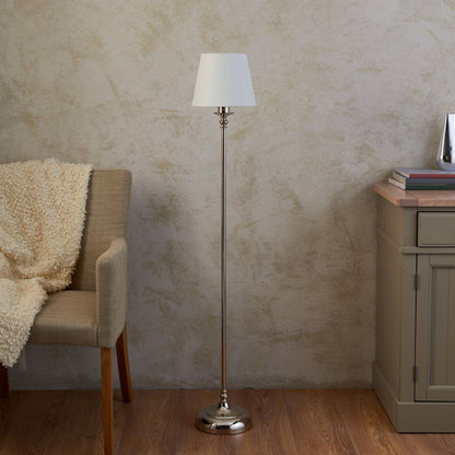 Pagazzi Fable Rechargeable LED Floor Lamp Polished Chrome with White Shade 130 cm