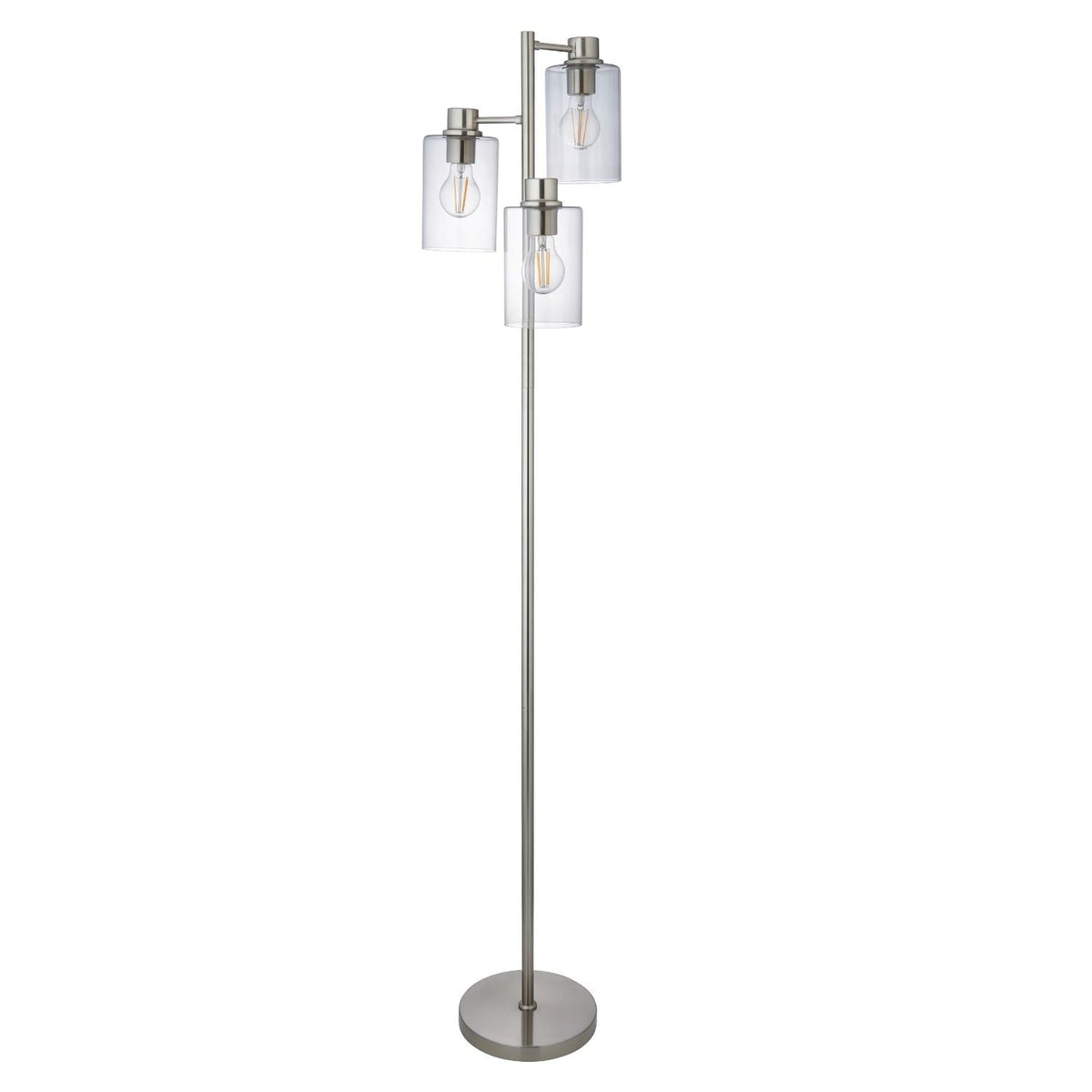 Pagazzi Kingsholm 3 Light Floor Lamp Satin Nickel with Smoked Glass 150 cm
