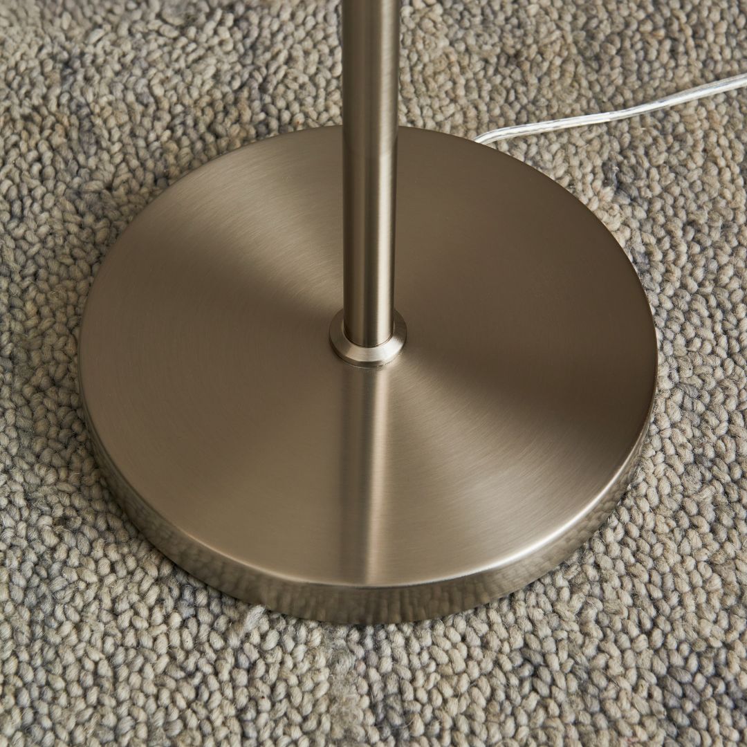 Pagazzi Kingsholm 3 Light Floor Lamp Satin Nickel with Smoked Glass 150 cm