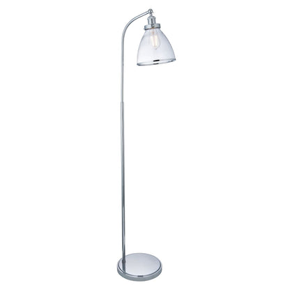 Pagazzi Brunswick Task Floor Lamp Polished Nickel with Clear Glass Shade 152 cm