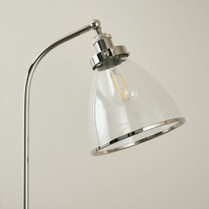 Pagazzi Brunswick Task Floor Lamp Polished Nickel with Clear Glass Shade 152 cm