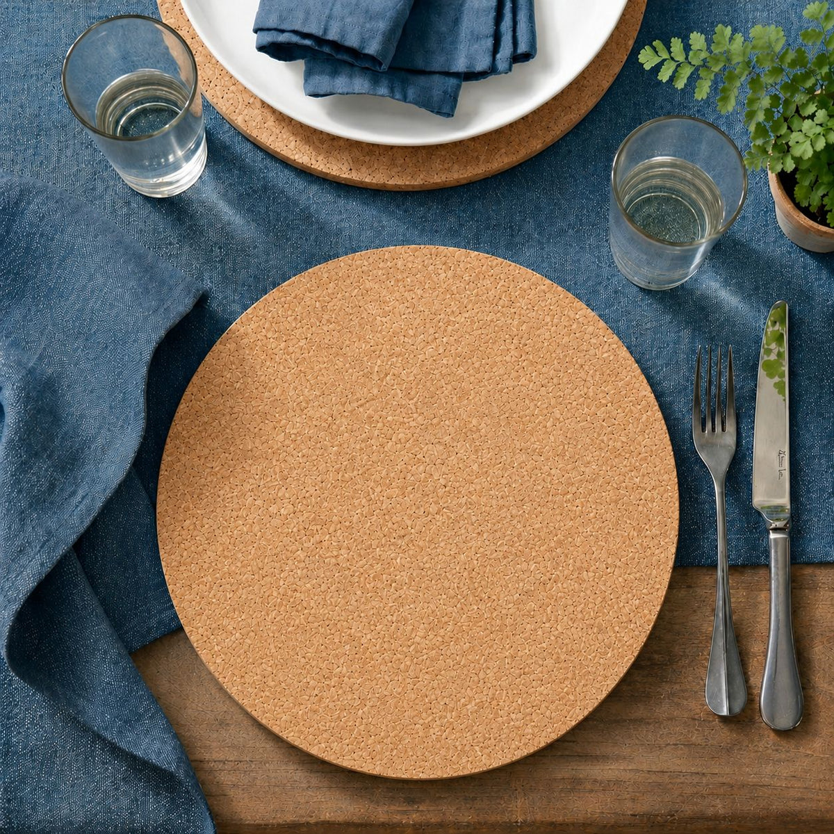 Premium Cork Placemats - Natural, Round