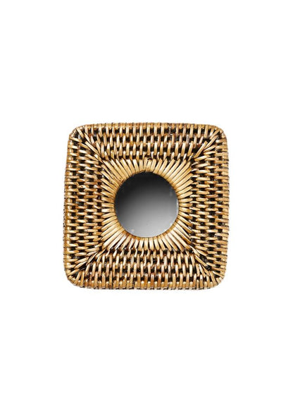 Casa by Josephine Jenno Brown Handwoven Rattan Tissue Box Cover 14 cm