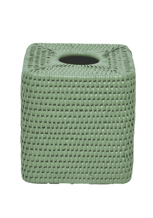 Casa by Josephine Jenno Green Handwoven Rattan Tissue Box Cover 14 cm
