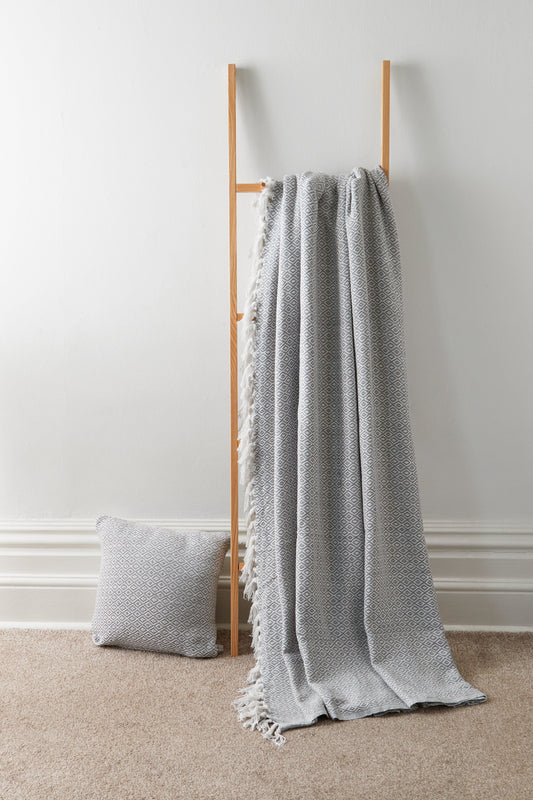 Regal Handwoven Pure Cotton Throw Blanket with Diamond Geometric Pattern Eco-Friendly Durable Bedspread Sofa Cover in Multiple Sizes by OLIVIA ROCCO