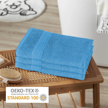 Rhodes Towel Aqua 100% Cotton Hotel Quality Soft Super Absorbent Hand Bath Towels, Sheets & Face Cloths by OLIVIA ROCCO