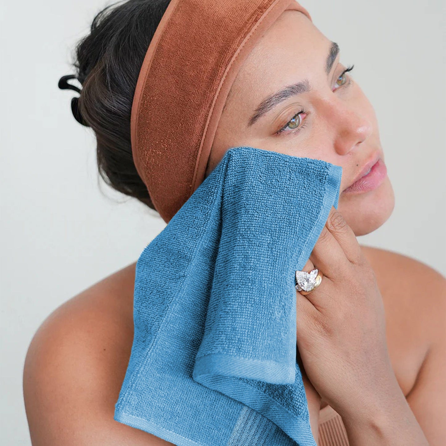 Rhodes Towel Aqua 100% Cotton Hotel Quality Soft Super Absorbent Hand Bath Towels, Sheets & Face Cloths by OLIVIA ROCCO