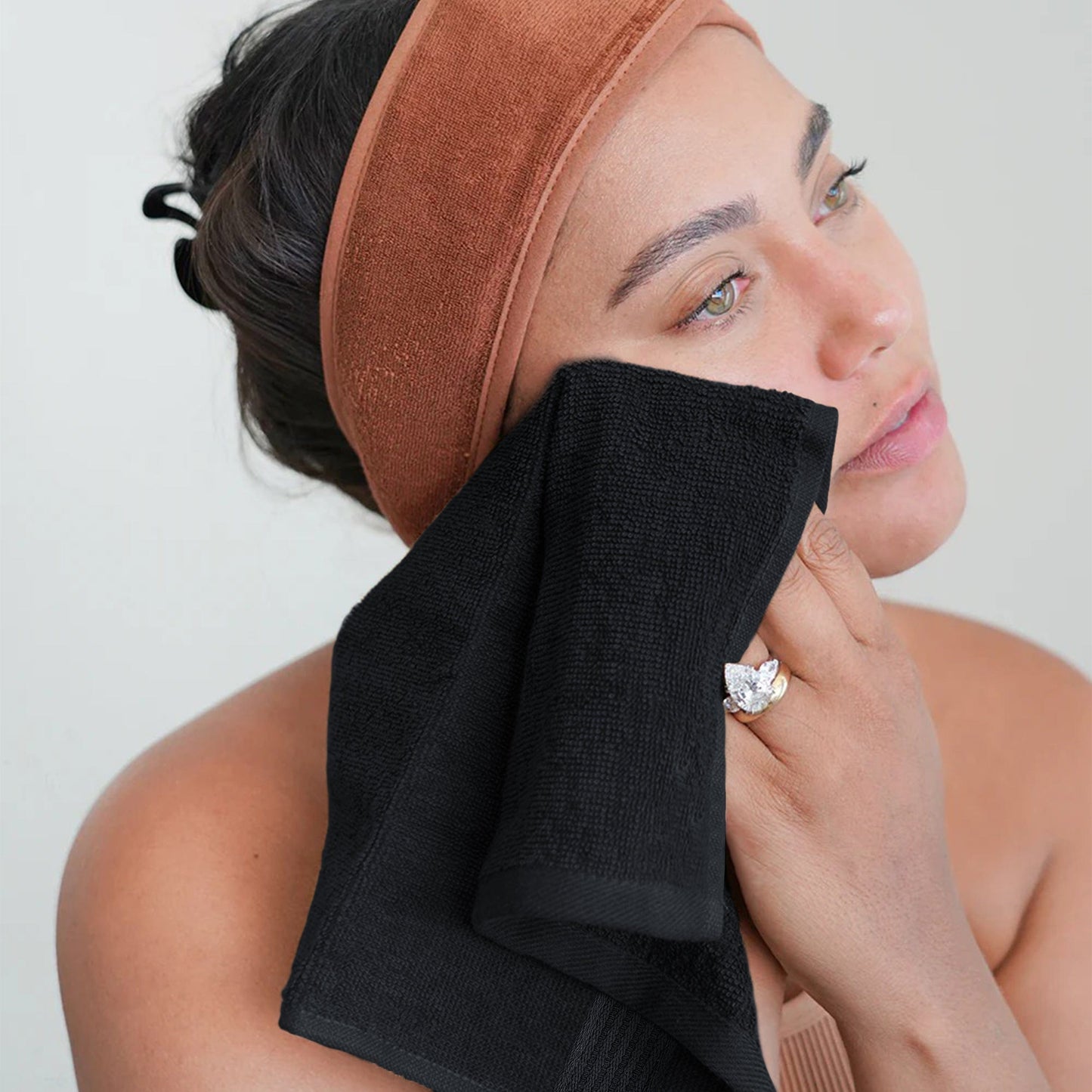 Rhodes Towel Black 100% Cotton Hotel Quality Soft Super Absorbent Hand Bath Towels, Sheets & Face Cloths by OLIVIA ROCCO