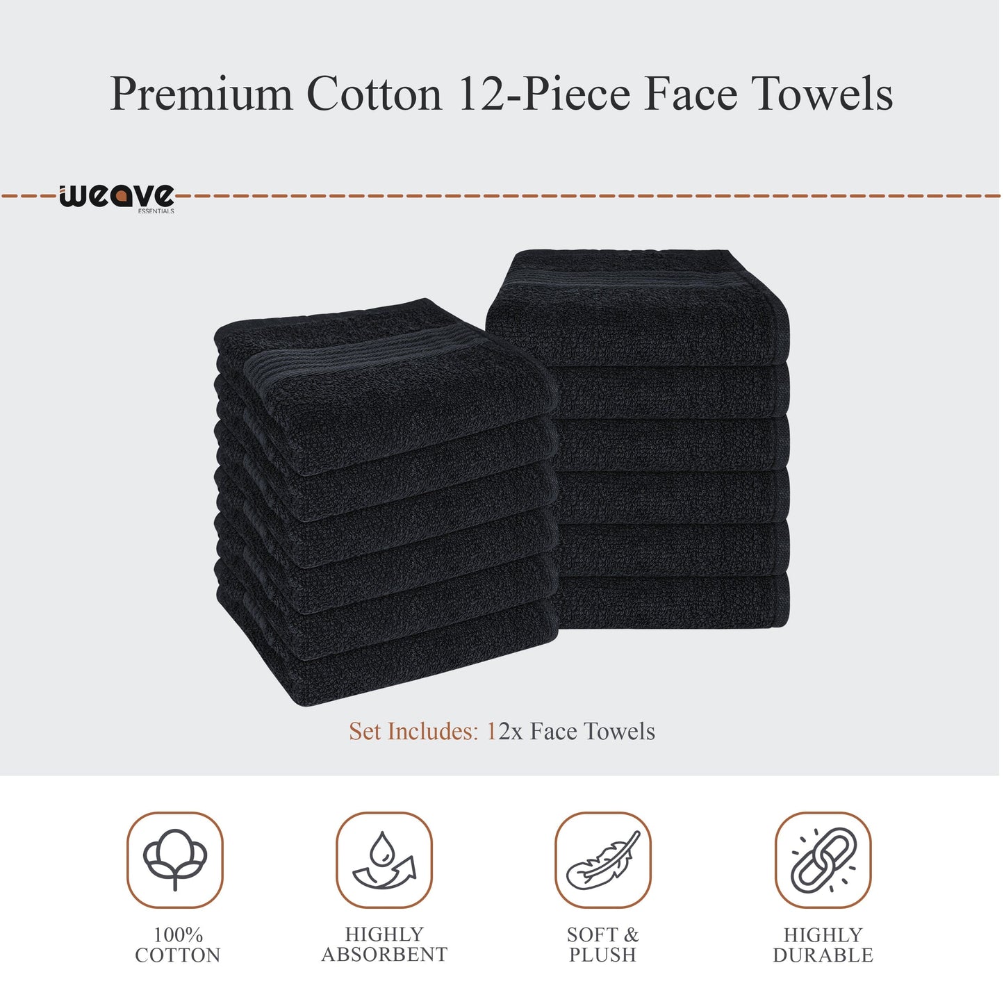 Rhodes Towel Black 100% Cotton Hotel Quality Soft Super Absorbent Hand Bath Towels, Sheets & Face Cloths by OLIVIA ROCCO