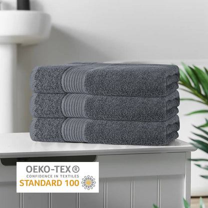 Rhodes Towel Grey 100% Cotton Hotel Quality Soft Super Absorbent Hand Bath Towels, Sheets & Face Cloths by OLIVIA ROCCO