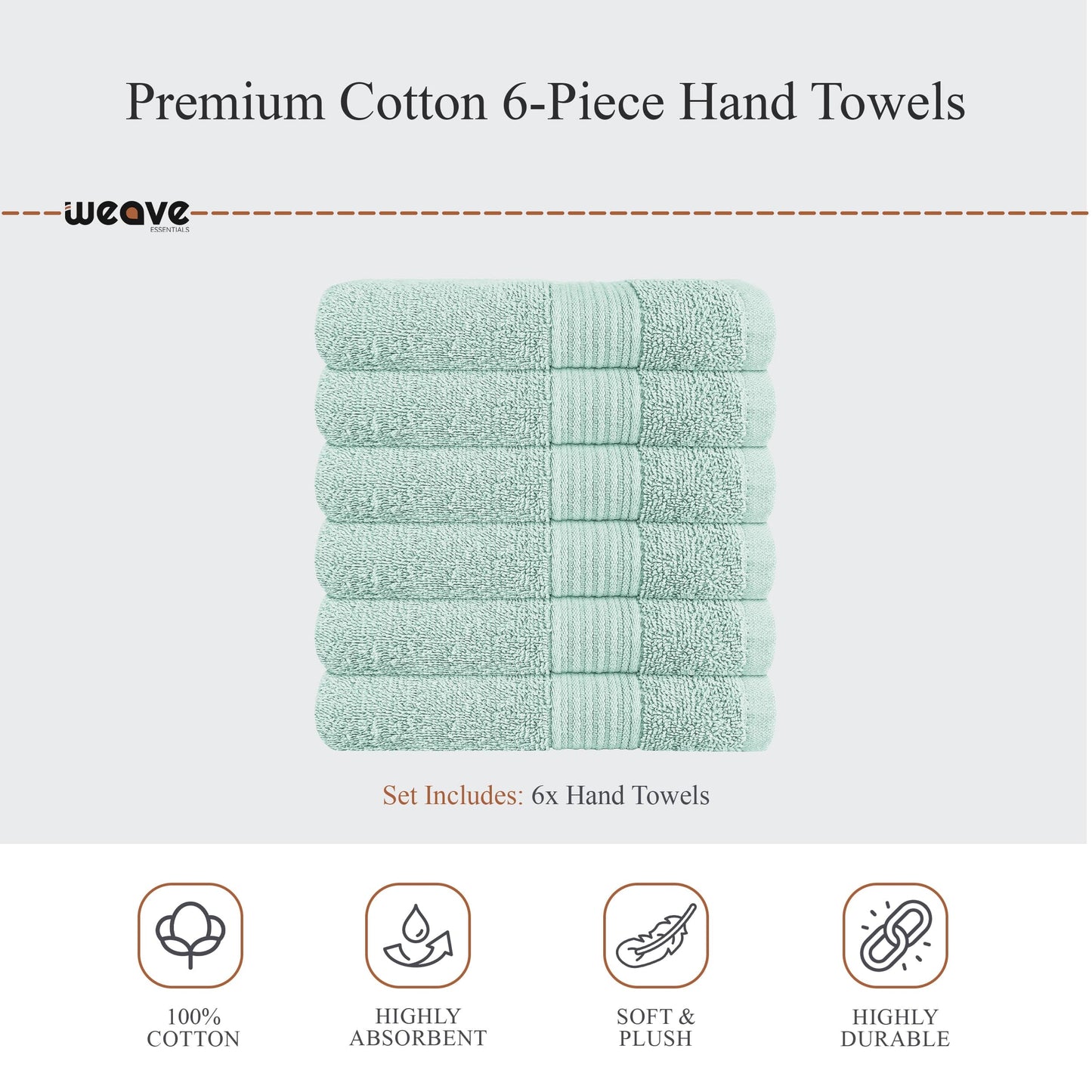 Rhodes Towel Seafoam 100% Cotton Hotel Quality Soft Super Absorbent Hand Bath Towels, Sheets & Face Cloths by OLIVIA ROCCO