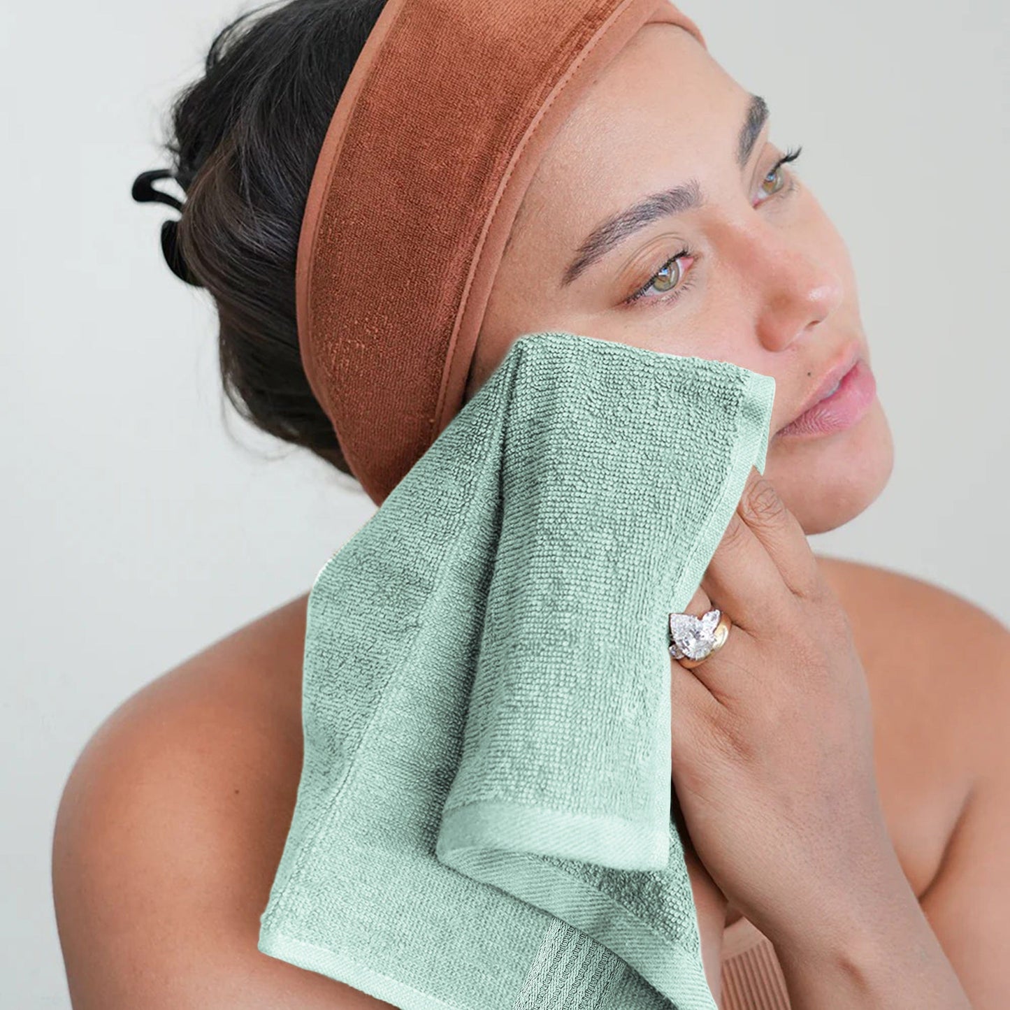Rhodes Towel Seafoam 100% Cotton Hotel Quality Soft Super Absorbent Hand Bath Towels, Sheets & Face Cloths by OLIVIA ROCCO