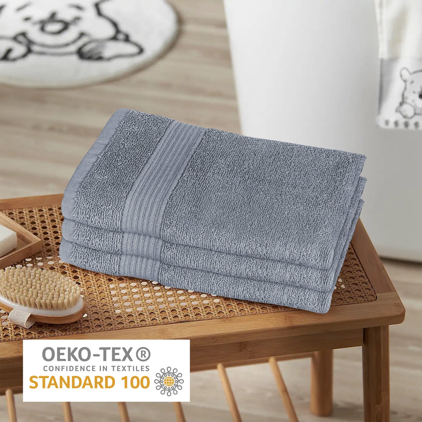 Rhodes Towel Silver 100% Cotton Hotel Quality Soft Super Absorbent Hand Bath Towels, Sheets & Face Cloths by OLIVIA ROCCO
