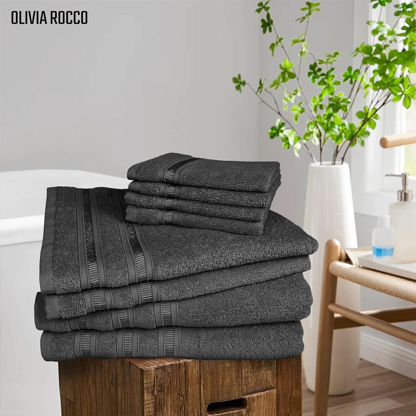 Ritz Viscose Stripe Super Soft Cotton Luxury Absorbent Towels, Jumbo Bath Sheet Packs & Towel Bale Sets Available by OLIVIA ROCCO