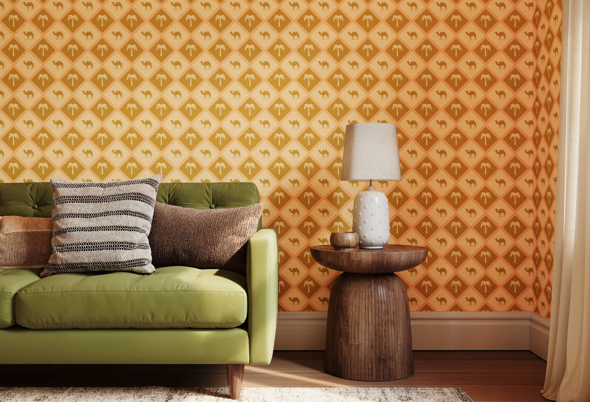 Bobbi Beck Sahara Camel and Palm Wallpaper