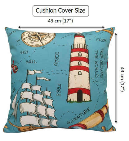 Seaside Coastal Style Water Resistant Patio Garden Cushions 17 x 17 Inches Durable Decorative Throw Pillows for Indoor Outdoor Use by OLIVIA ROCCO