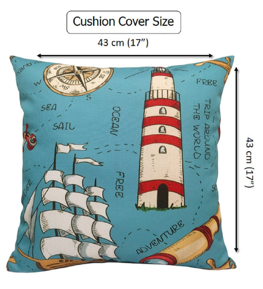 Seaside Coastal Style Water Resistant Patio Garden Cushions 17 x 17 Inches Durable Decorative Throw Pillows for Indoor Outdoor Use by OLIVIA ROCCO