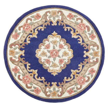 Decorative round rug with floral patterns on a white background