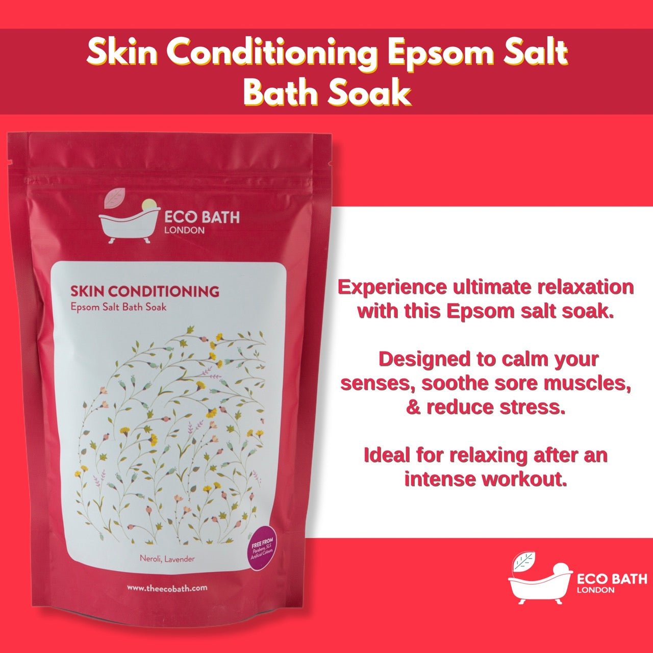 Eco Bath London Skin Conditioning Epsom Salt Bath Soak - Pouch