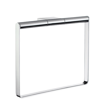 Smedbo AIR AK344 Wall-Mounted Towel Ring — Polished Chrome Rectangular Form with Concealed Square Wall Bracket