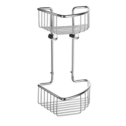 Smedbo Sideline DK1021 Two-Tier Corner Shower Basket — Polished Chrome Solid Brass, 295 mm Tall