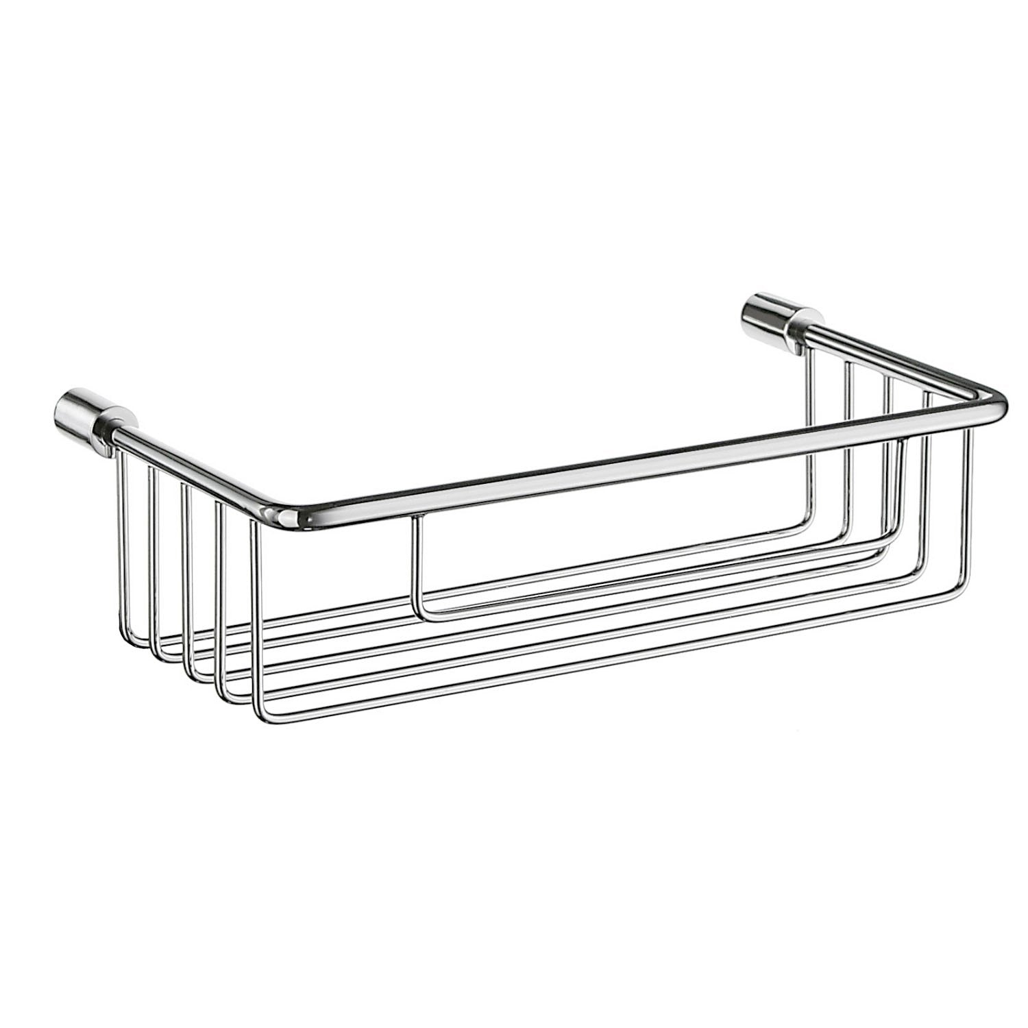 Smedbo Sideline DK1001 Wall-Mounted Polished Chrome Shower Basket — Solid Brass Wire Frame, 215mm Wide