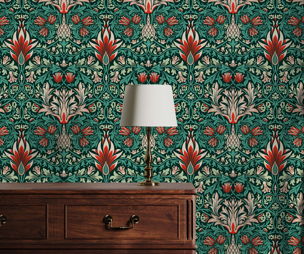 Bobbi Beck Snakeshead Arts and Crafts Floral Wallpaper