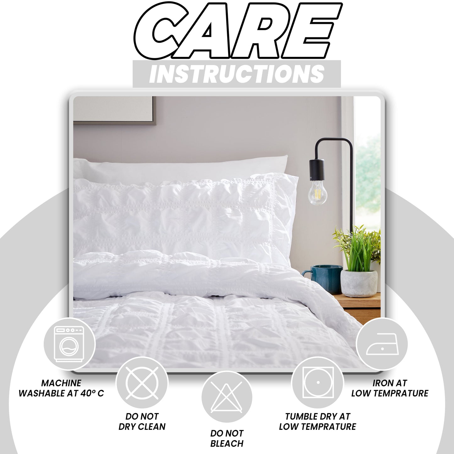 Soho White Microfibre Duvet Cover Set with Pillowcases Quilted Super Soft Easy Care Bedding Bed Linen Set by OLIVIA ROCCO