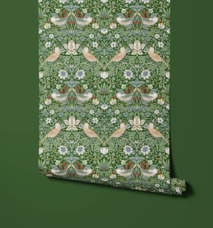 Bobbi Beck Thief Strawberry and Bird Wallpaper
