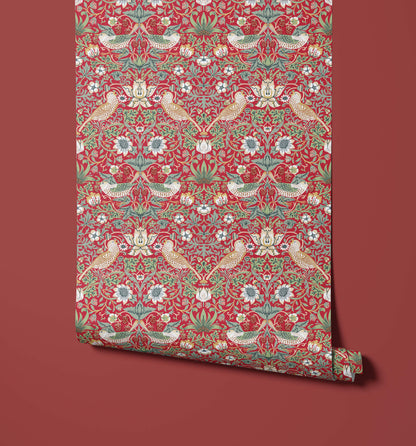 Bobbi Beck Thief Strawberry and Bird Wallpaper