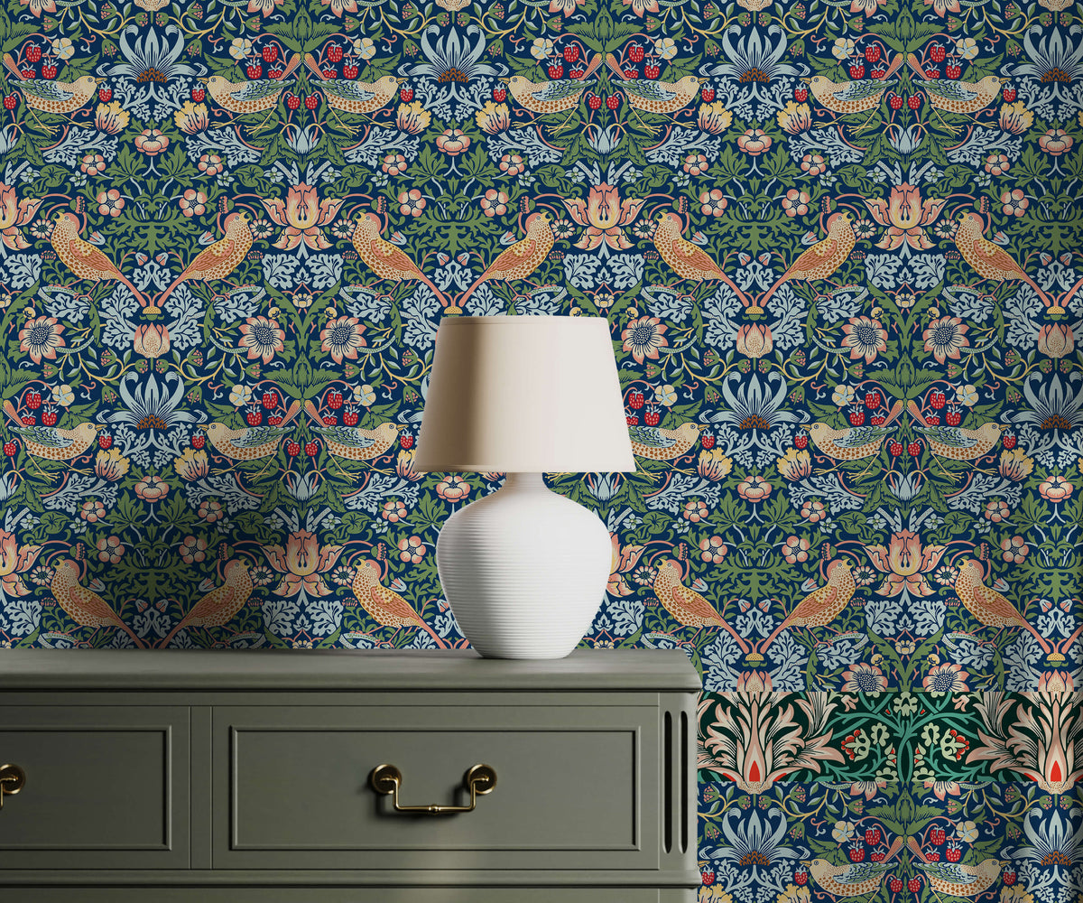 Bobbi Beck Thief Strawberry and Bird Wallpaper