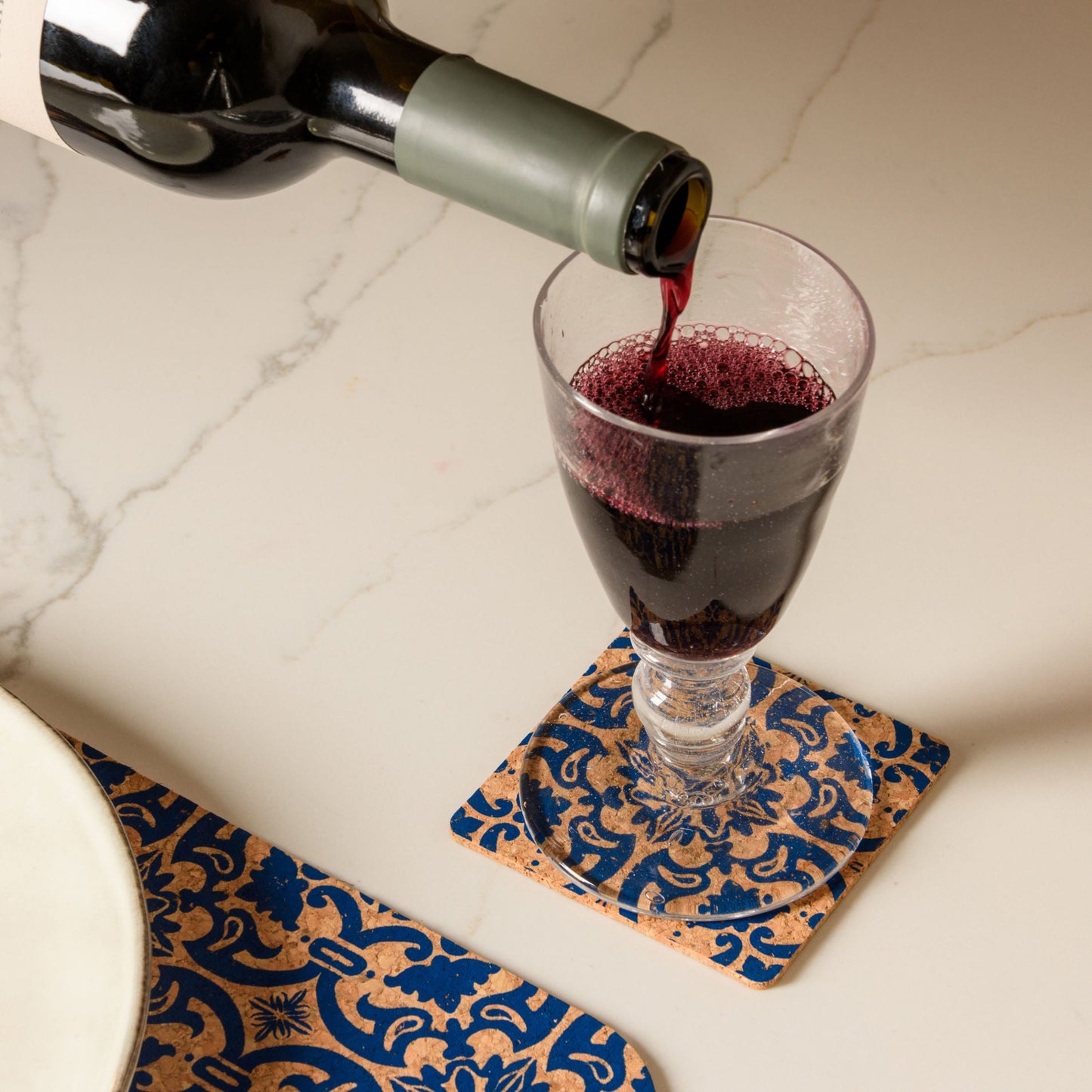 Tile Design Square Cork Coasters | Set of 6