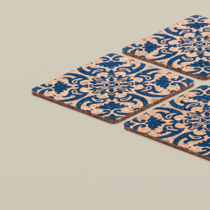 Tile Design Square Cork Coasters | Set of 6